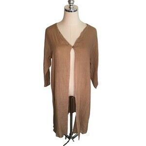 Click By Color Me Cotton Tan Size Medium Duster Women’s Tan 100% Linen Dress